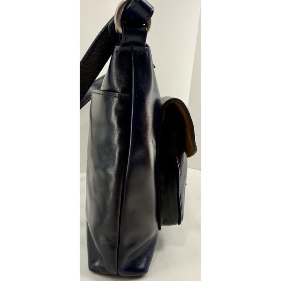 PATRICIA NASH Kirby leather front pocket vintage large crossbody NAVY EUC - Picture 3 of 14